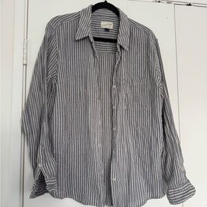 Universal Thread Cotton Gray and white Striped Button Down Shirt size XL